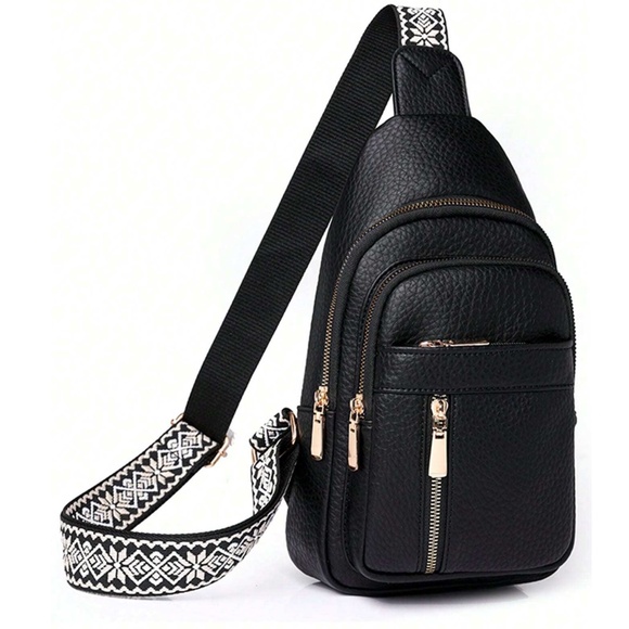 Luxe Pebbled Vegan Leather Zip up Crossbody Shoulder Bag - Picture 6 of 10